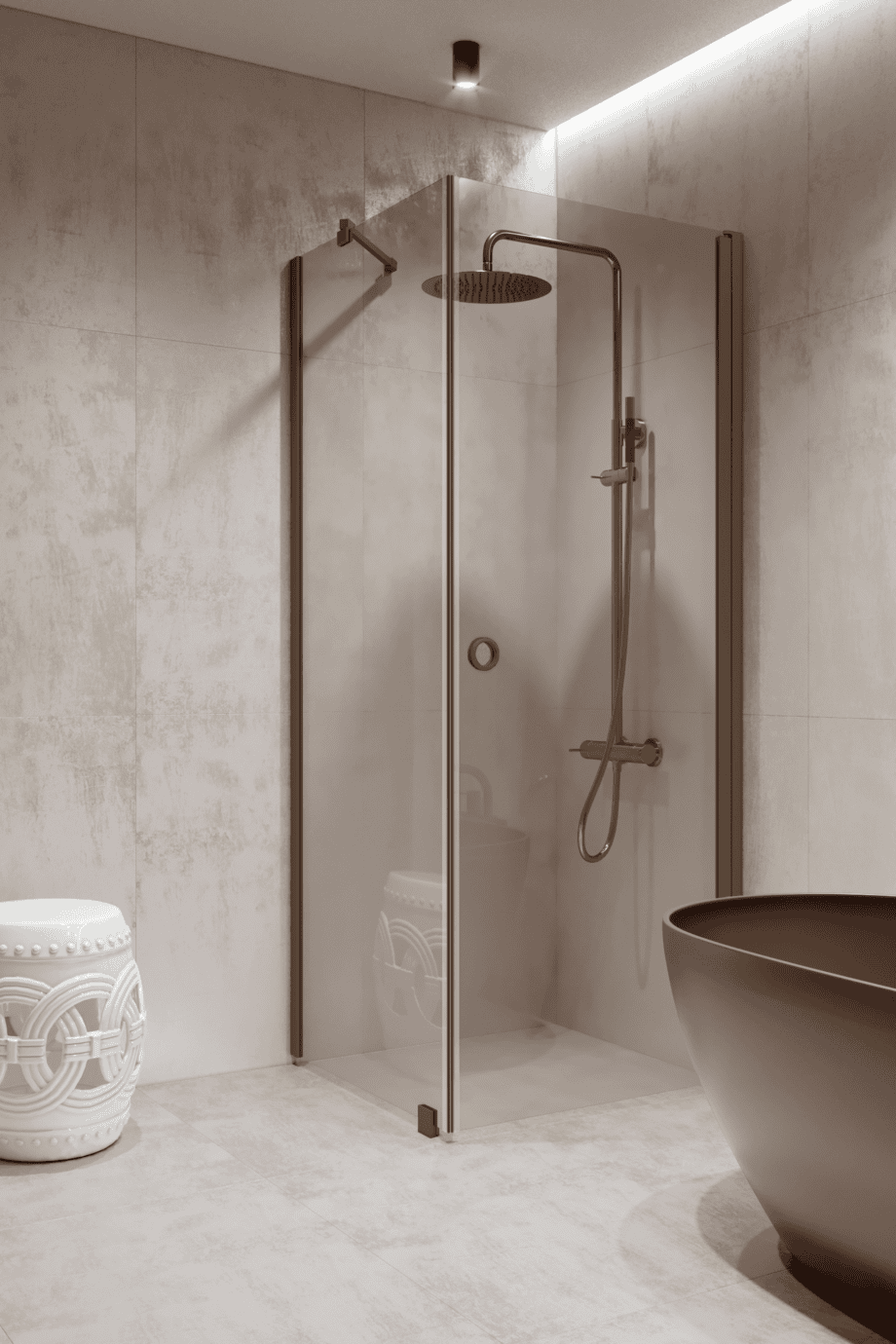 Shower enclosure Hietakari Forma 368, fixed wall + hinged door – view 8 Shower enclosure Hietakari Forma 368, fixed wall + hinged door – 8