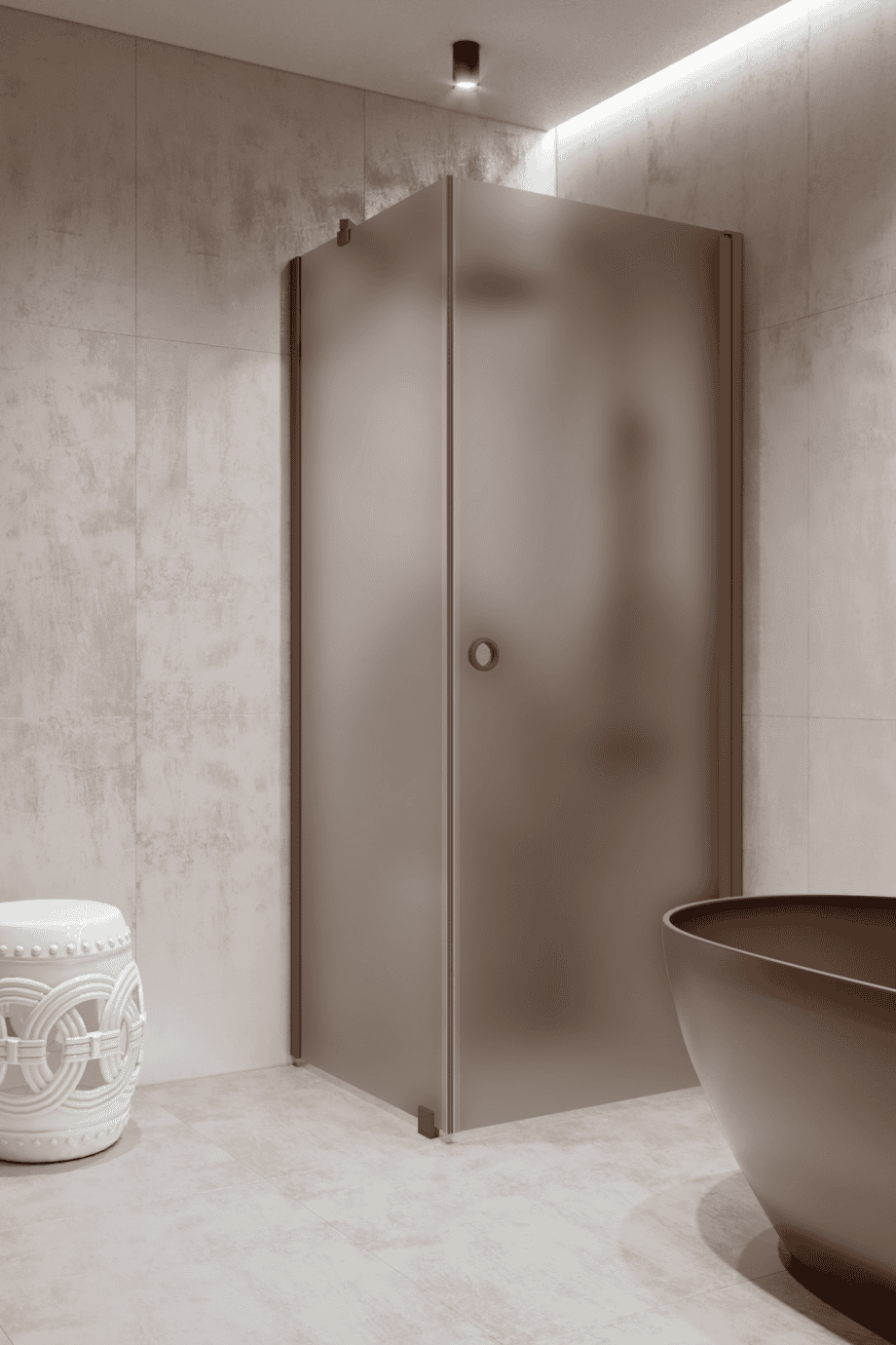 Shower enclosure Hietakari Forma 368, Mocha frame, brown satin glass Shower enclosure Hietakari Forma 368, Mocha frame, brown satin glass
