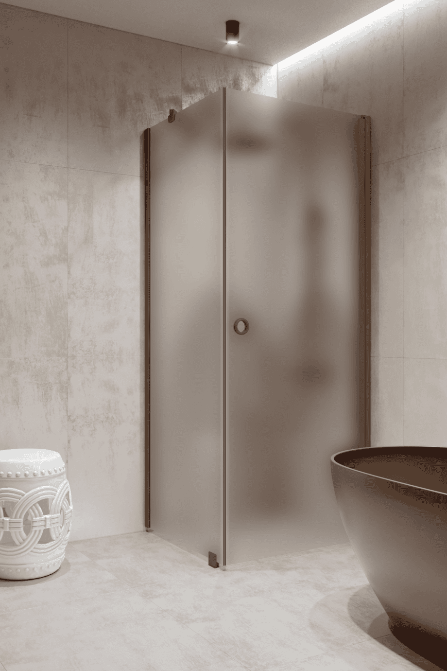 Shower enclosure Hietakari Forma 368, Mocha frame, satin frosted glass Shower enclosure Hietakari Forma 368, Mocha frame, satin frosted glass