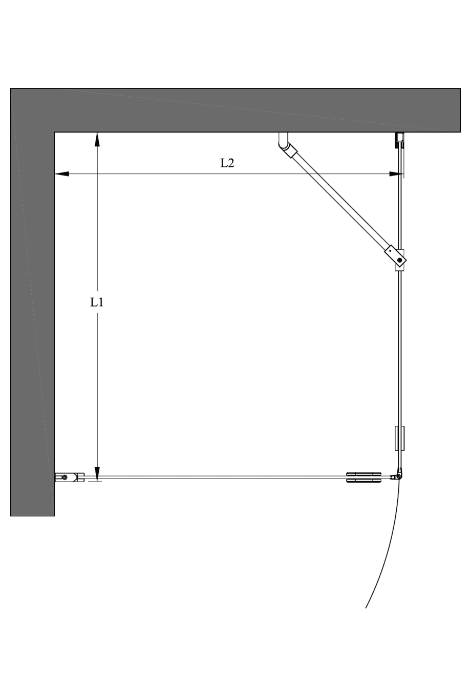 Shower enclosure Hietakari Forma 368, fixed wall + hinged door – 2