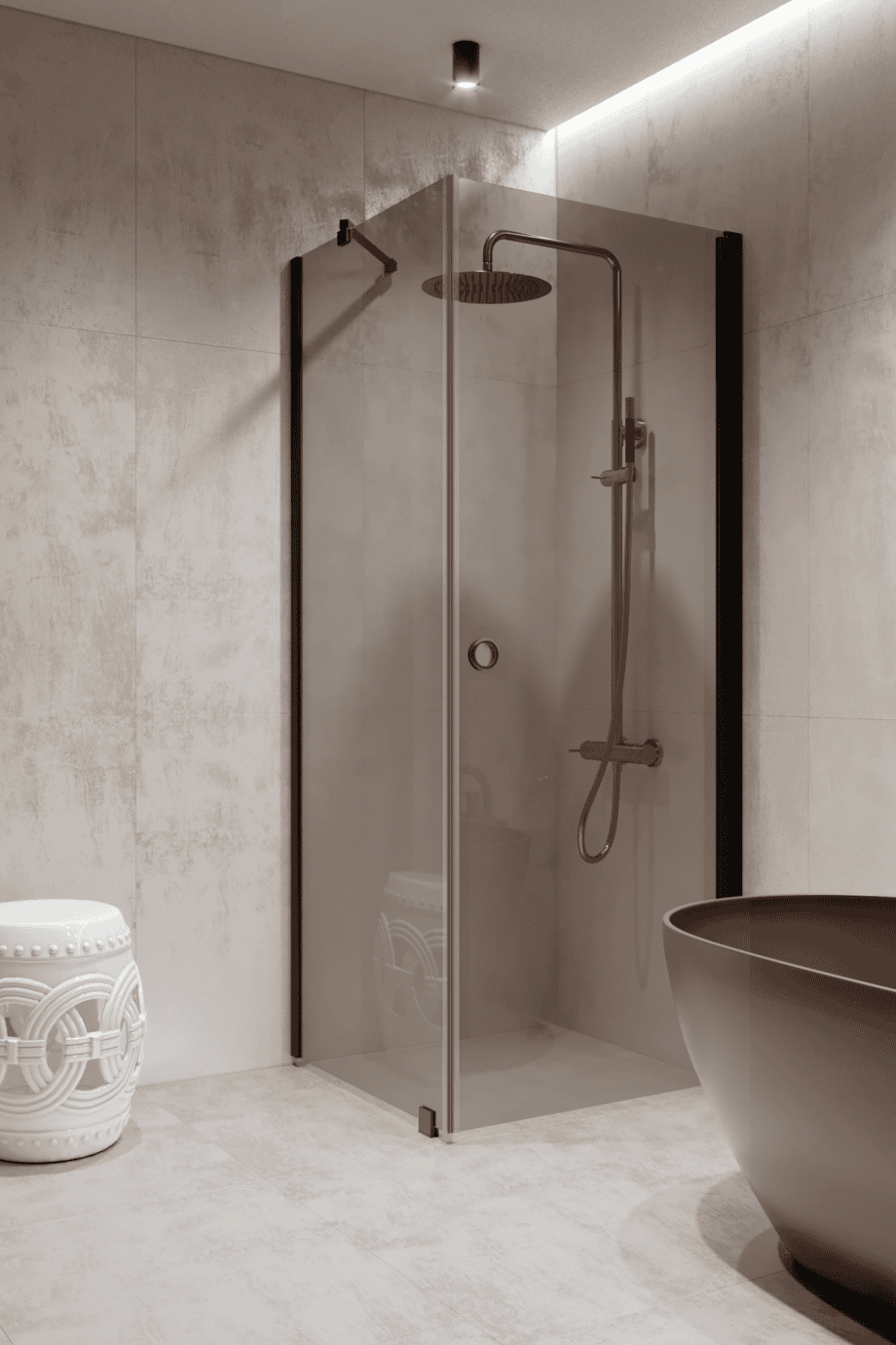 Shower enclosure Hietakari Forma 368, black frame, grey tinted glass Shower enclosure Hietakari Forma 368, black frame, grey tinted glass