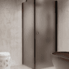 Shower enclosure Hietakari Forma 368, black frame, grey satin glass Shower enclosure Hietakari Forma 368, black frame, grey satin glass