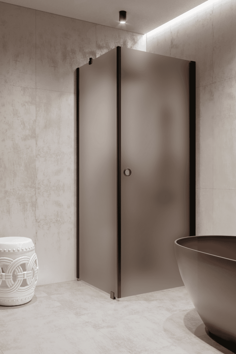 Shower enclosure Hietakari Forma 368, black frame, brown satin glass Shower enclosure Hietakari Forma 368, black frame, brown satin glass