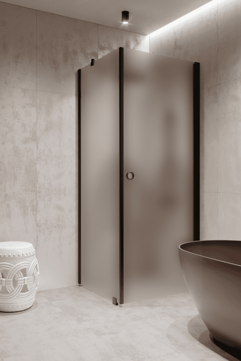 Shower enclosure Hietakari Forma 368, black frame, satin frosted glass Shower enclosure Hietakari Forma 368, black frame, satin frosted glass