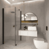 Shower enclosure Hietakari Forma 368, black frame, super bright satin glass Shower enclosure Hietakari Forma 368, black frame, super bright satin glass
