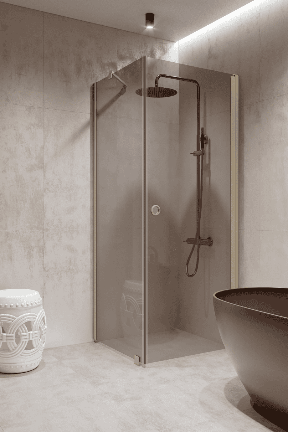 Shower enclosure Hietakari Forma 368, Sand frame, grey tinted glass Shower enclosure Hietakari Forma 368, Sand frame, grey tinted glass
