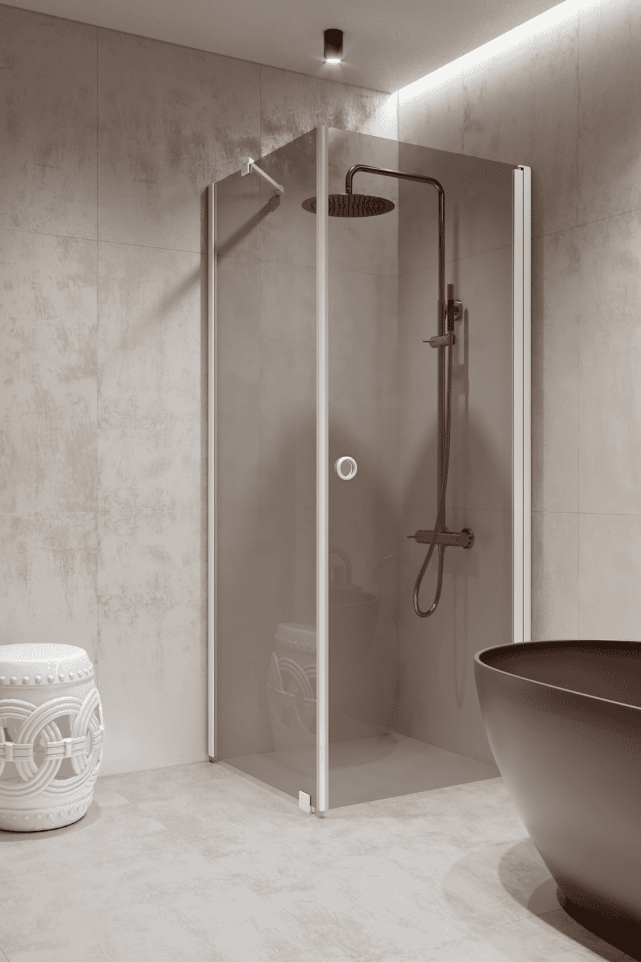Shower enclosure Hietakari Forma 368, white frame, grey tinted glass Shower enclosure Hietakari Forma 368, white frame, grey tinted glass