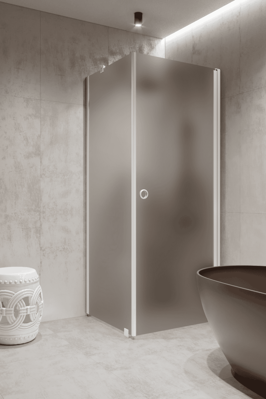 Shower enclosure Hietakari Forma 368, white frame, grey satin glass Shower enclosure Hietakari Forma 368, white frame, grey satin glass