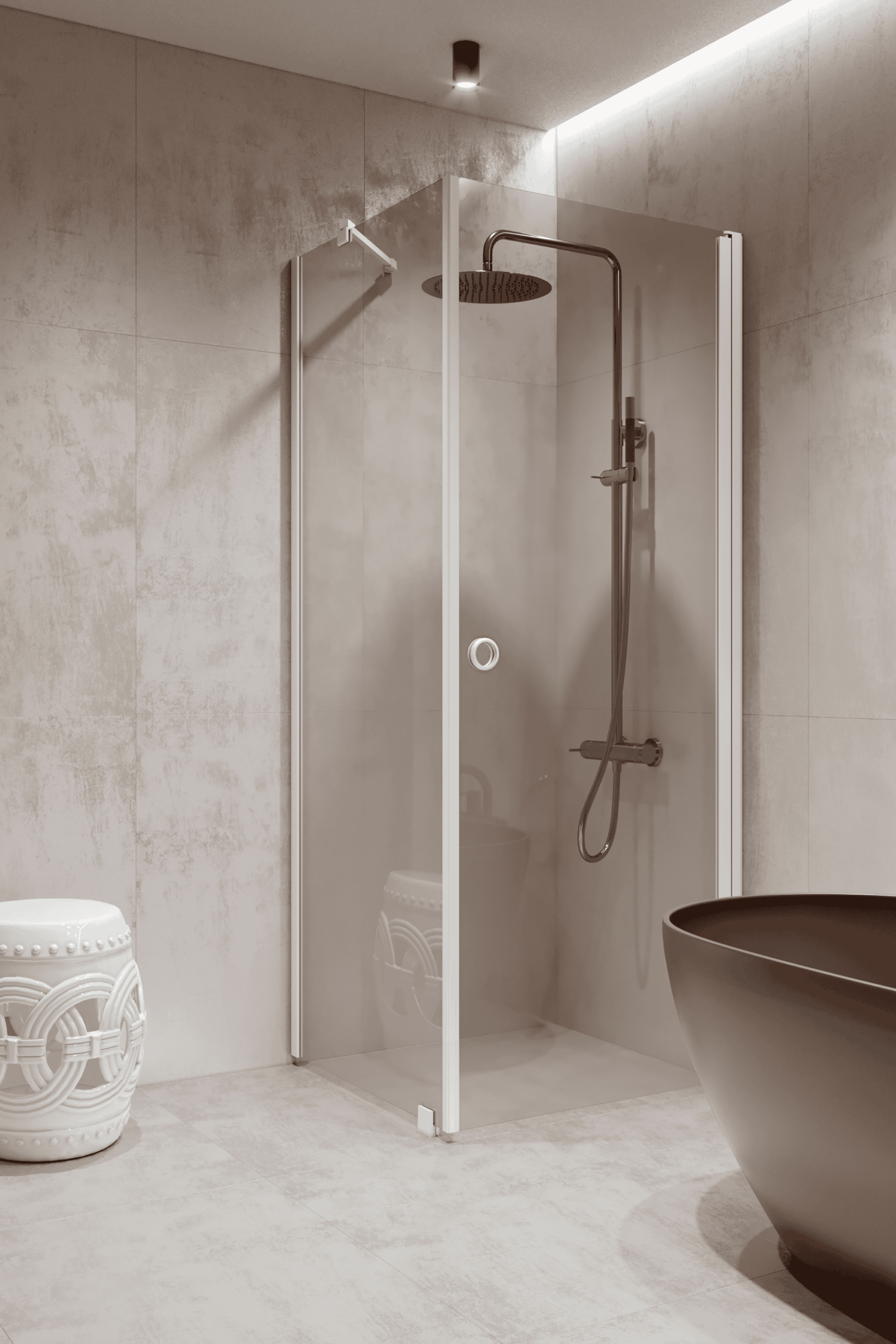 Shower enclosure Hietakari Forma 368, fixed wall + hinged door