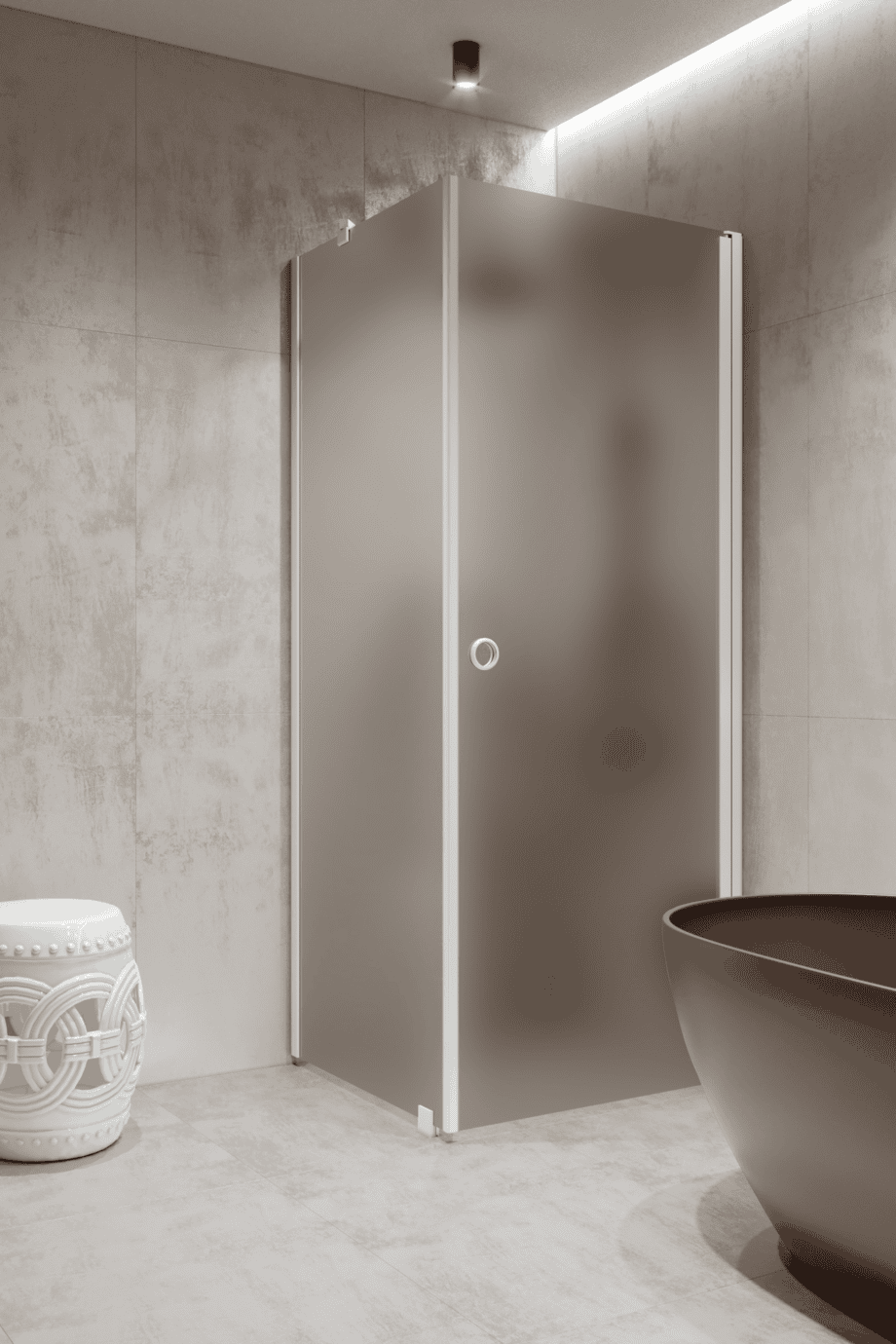 Shower enclosure Hietakari Forma 368, white frame, brown satin glass Shower enclosure Hietakari Forma 368, white frame, brown satin glass