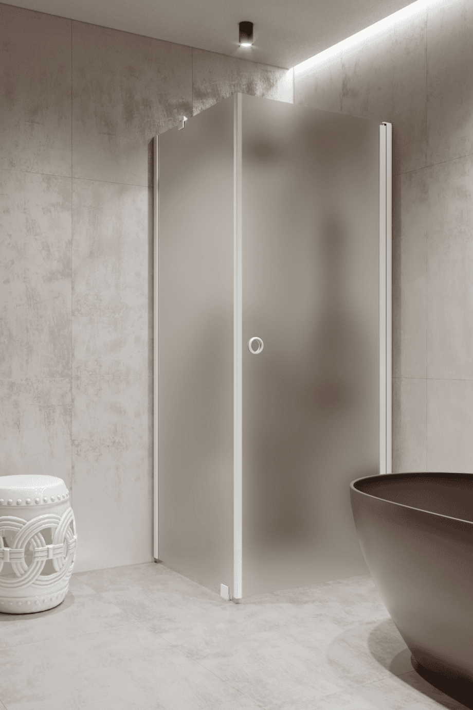 Shower enclosure Hietakari Forma 368, white frame, satin frosted glass Shower enclosure Hietakari Forma 368, white frame, satin frosted glass