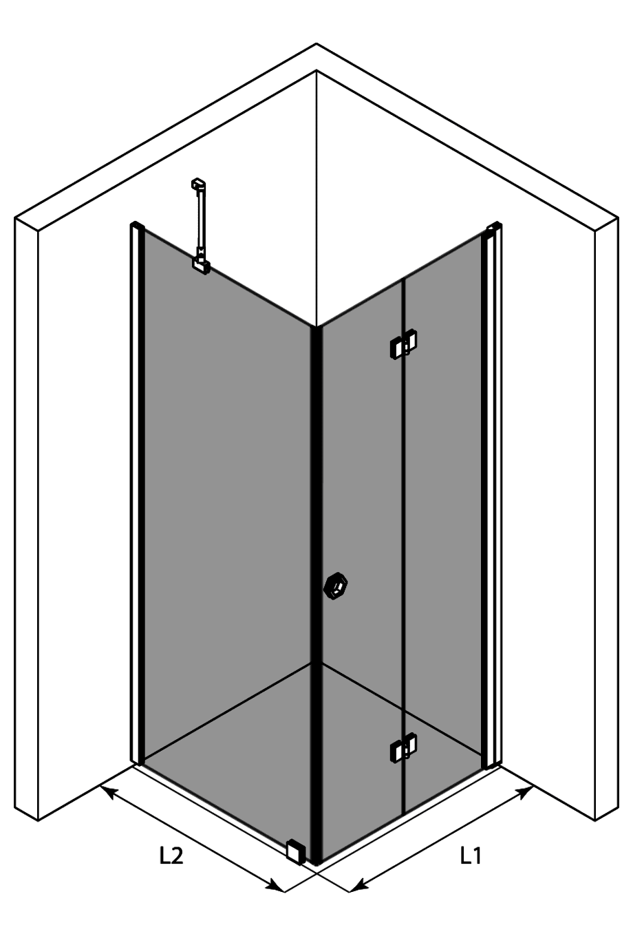 Shower enclosure Hietakari Forma 369, fixed wall + folding door – 3