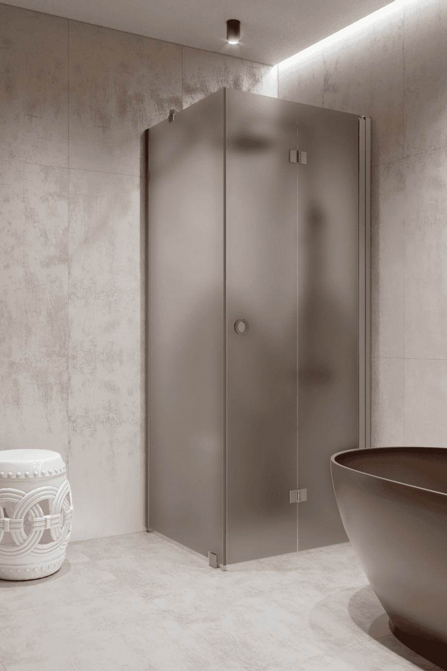 Shower enclosure Hietakari Forma 369, aluminium frame, grey satin glass Shower enclosure Hietakari Forma 369, aluminium frame, grey satin glass