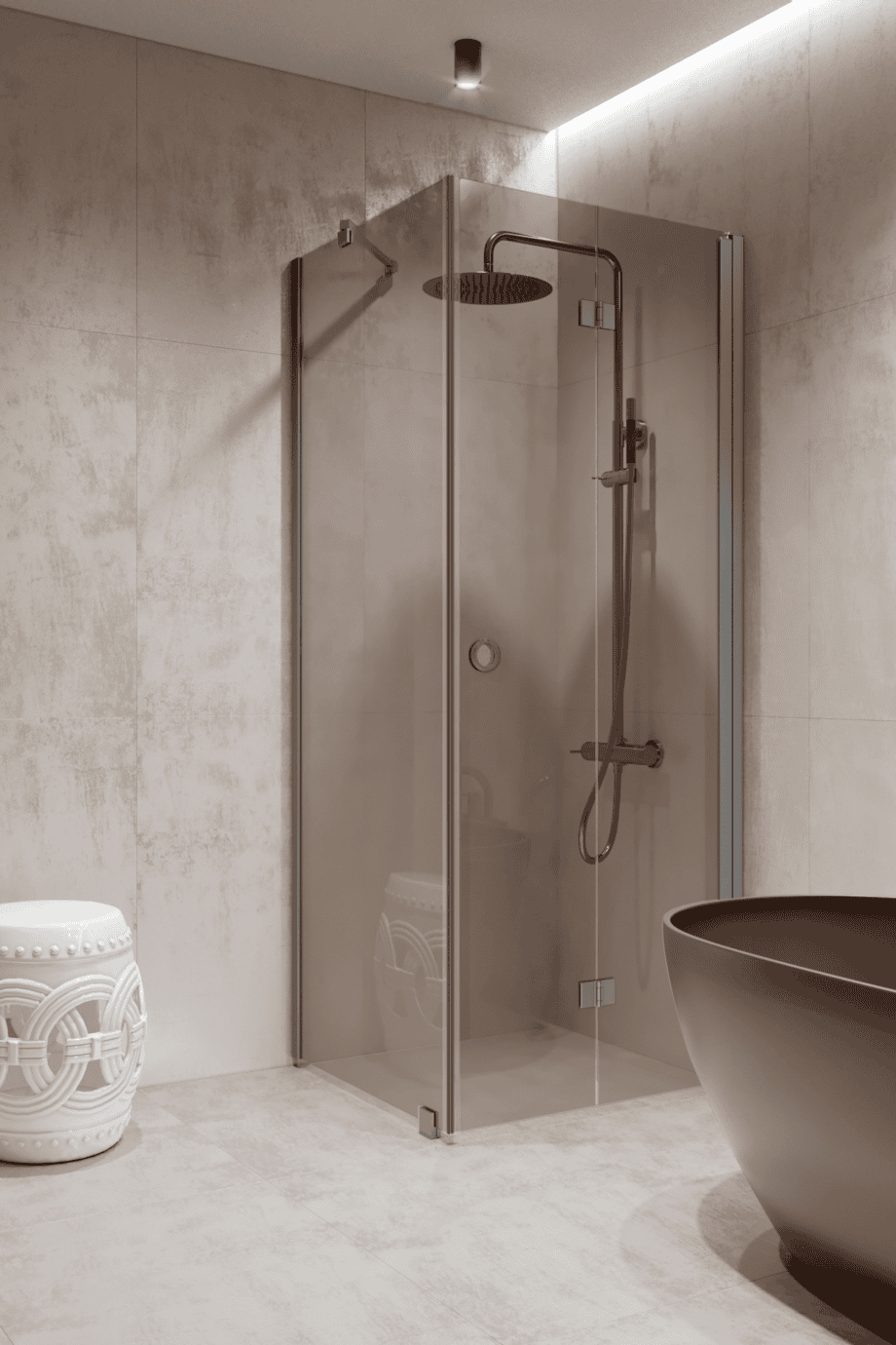 Shower enclosure Hietakari Forma 369, aluminium frame, bronze tinted glass Shower enclosure Hietakari Forma 369, aluminium frame, bronze tinted glass