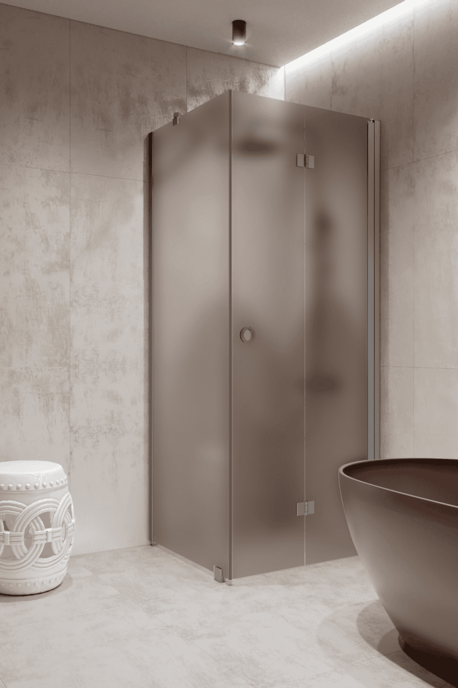 Shower enclosure Hietakari Forma 369, aluminium frame, brown satin glass Shower enclosure Hietakari Forma 369, aluminium frame, brown satin glass