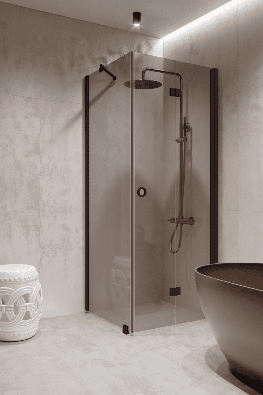 Shower enclosure Hietakari Forma 369, Cocoa frame, grey tinted glass Shower enclosure Hietakari Forma 369, Cocoa frame, grey tinted glass