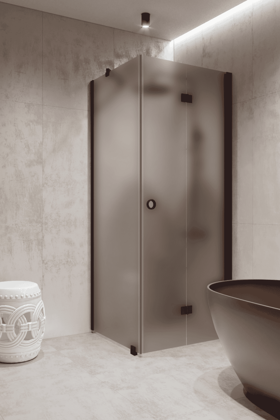 Shower enclosure Hietakari Forma 369, Cocoa frame, grey satin glass Shower enclosure Hietakari Forma 369, Cocoa frame, grey satin glass
