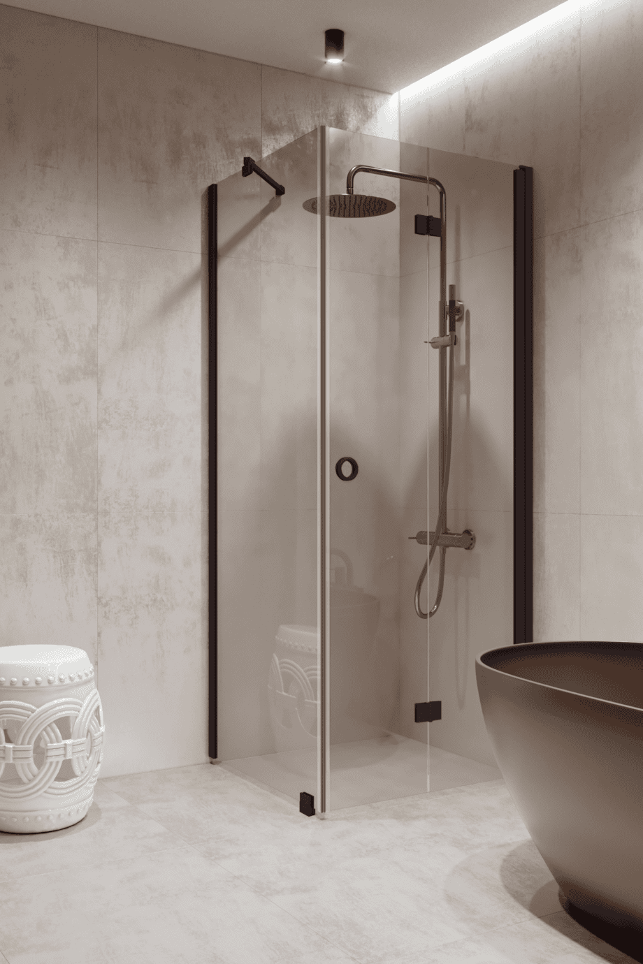 Shower enclosure Hietakari Forma 369, fixed wall + folding door – view 9 Shower enclosure Hietakari Forma 369, fixed wall + folding door – 9