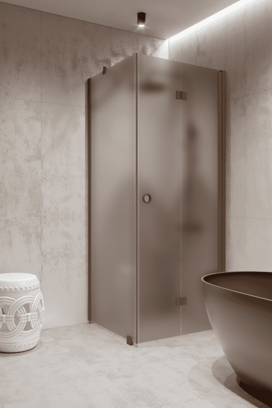 Shower enclosure Hietakari Forma 369, Mocha frame, brown satin glass Shower enclosure Hietakari Forma 369, Mocha frame, brown satin glass