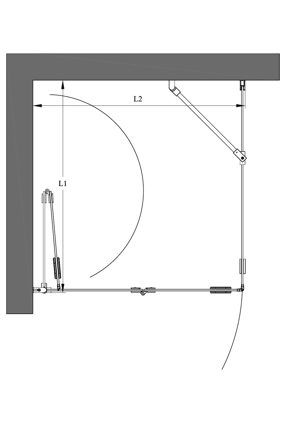 Shower enclosure Hietakari Forma 369, fixed wall + folding door – 2