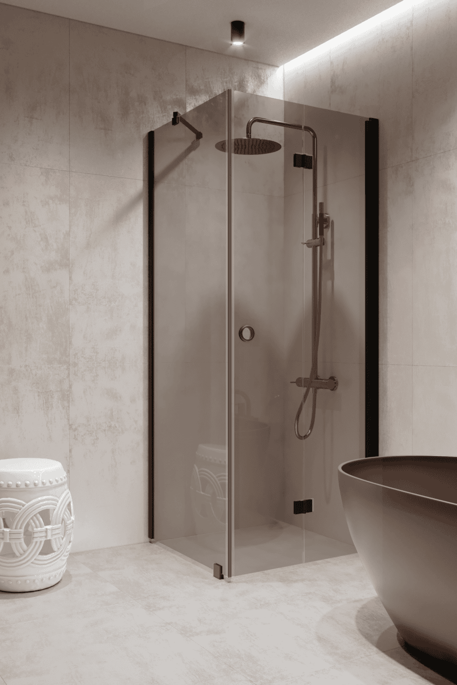 Shower enclosure Hietakari Forma 369, black frame, grey tinted glass Shower enclosure Hietakari Forma 369, black frame, grey tinted glass