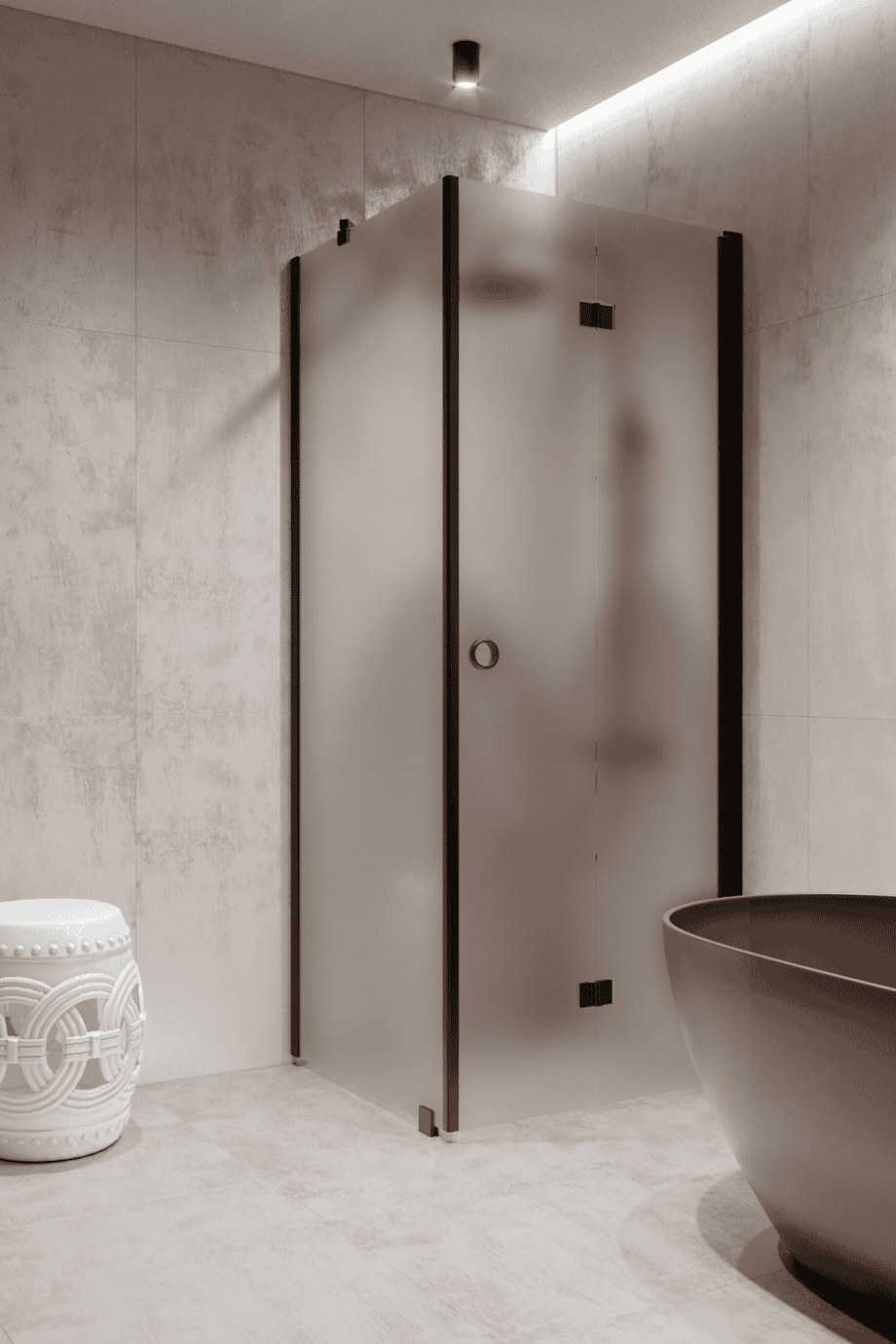 Shower enclosure Hietakari Forma 369, black frame, satin frosted glass Shower enclosure Hietakari Forma 369, black frame, satin frosted glass