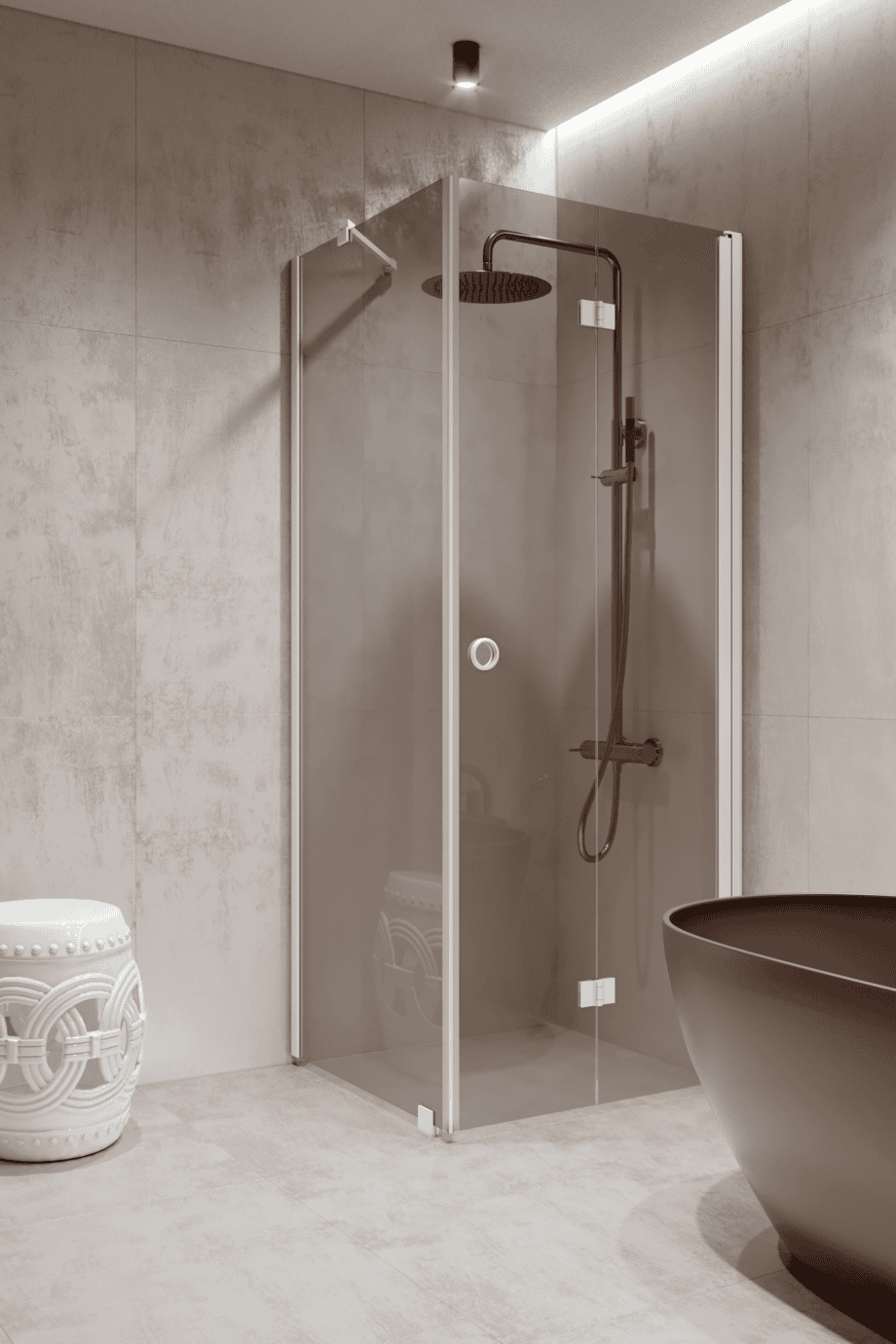 Shower enclosure Hietakari Forma 369, white frame, grey tinted glass Shower enclosure Hietakari Forma 369, white frame, grey tinted glass