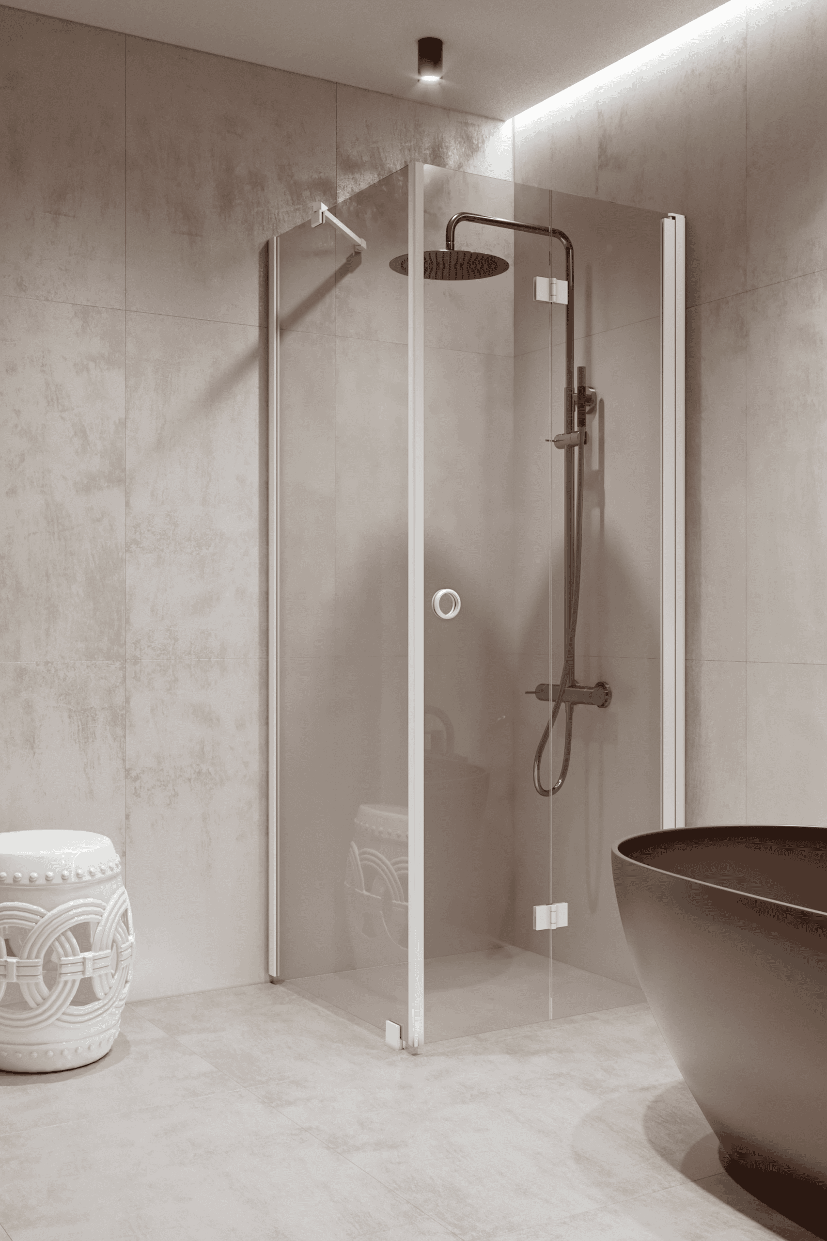 Shower enclosure Hietakari Forma 369, fixed wall + folding door