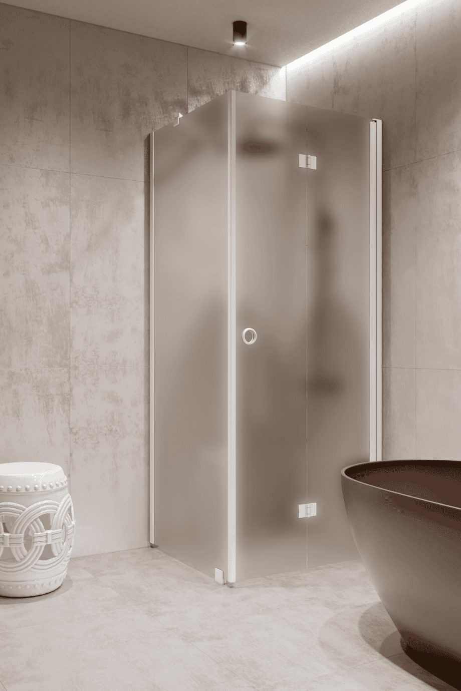 Shower enclosure Hietakari Forma 369, white frame, satin frosted glass Shower enclosure Hietakari Forma 369, white frame, satin frosted glass