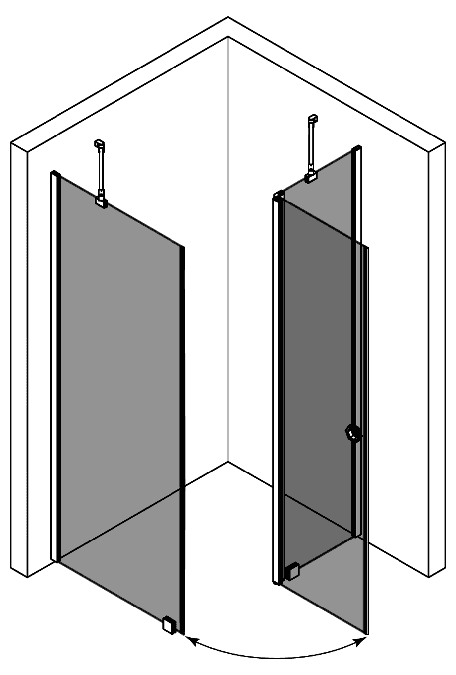 Shower enclosure Hietakari Forma 370 – 3D drawing 2 Shower enclosure Hietakari Forma 370 – 3D drawing 2