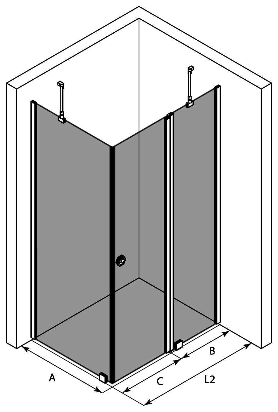 Shower enclosure Hietakari Forma 370 – 3D drawing Shower enclosure Hietakari Forma 370 – 3D drawing