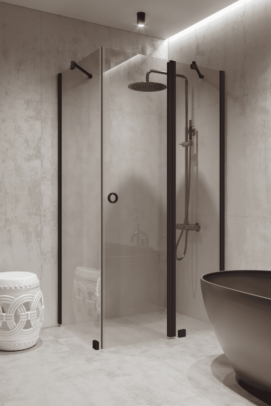 Shower enclosure Hietakari Forma 370, Cocoa frame, clear glass Shower enclosure Hietakari Forma 370, Cocoa frame, clear glass