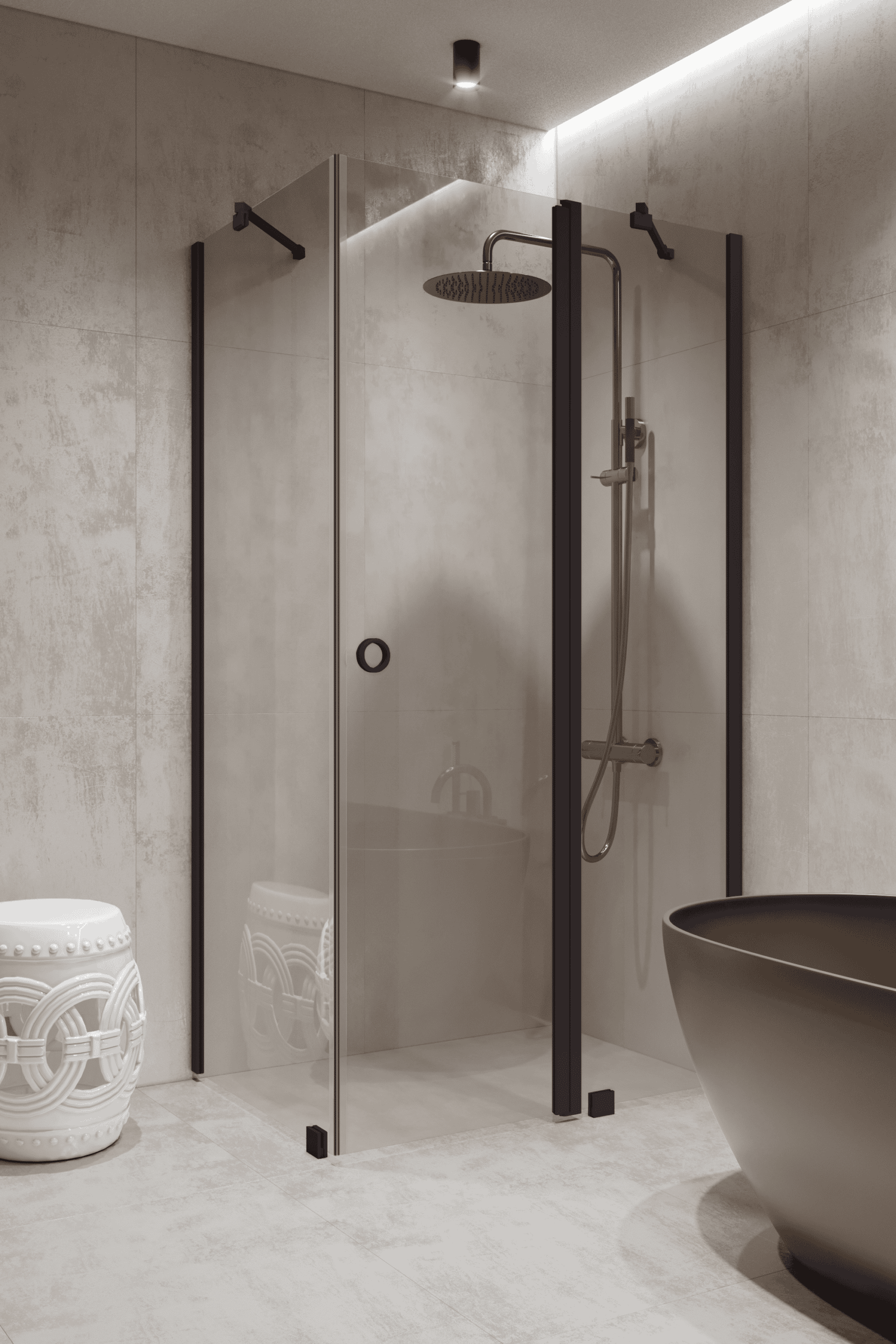 Shower enclosure Hietakari Forma 370, Cocoa frame, clear glass Shower enclosure Hietakari Forma 370, Cocoa frame, clear glass