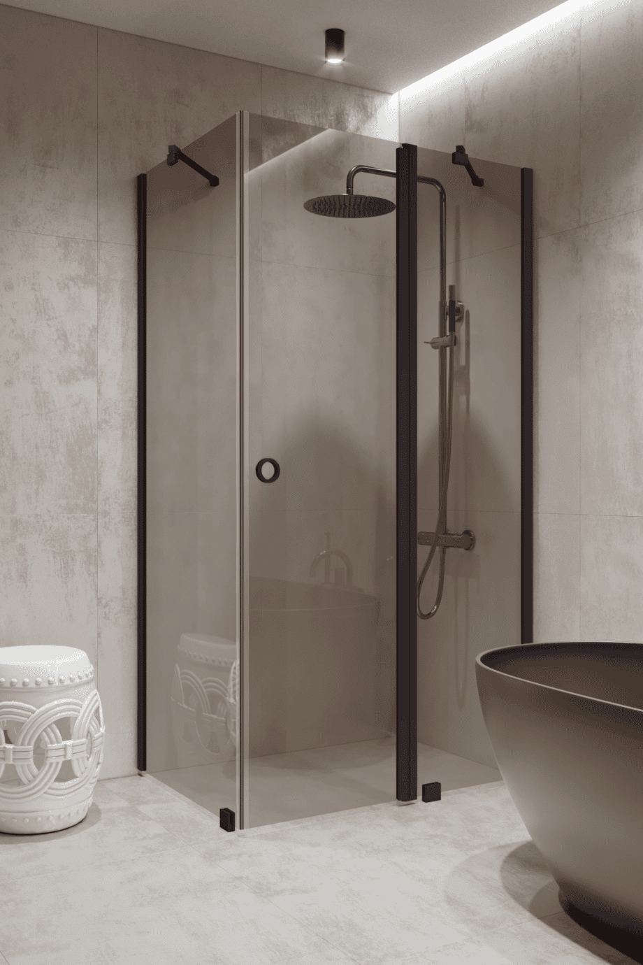 Shower enclosure Hietakari Forma 370, Cocoa frame, bronze tinted glass Shower enclosure Hietakari Forma 370, Cocoa frame, bronze tinted glass