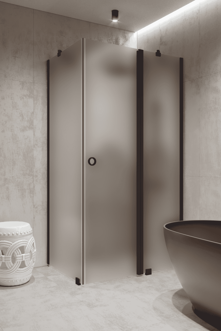 Shower enclosure Hietakari Forma 370, Cocoa frame, satin frosted glass Shower enclosure Hietakari Forma 370, Cocoa frame, satin frosted glass