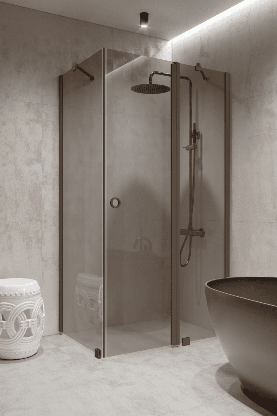 Shower enclosure Hietakari Forma 370, Mocha frame, grey tinted glass Shower enclosure Hietakari Forma 370, Mocha frame, grey tinted glass