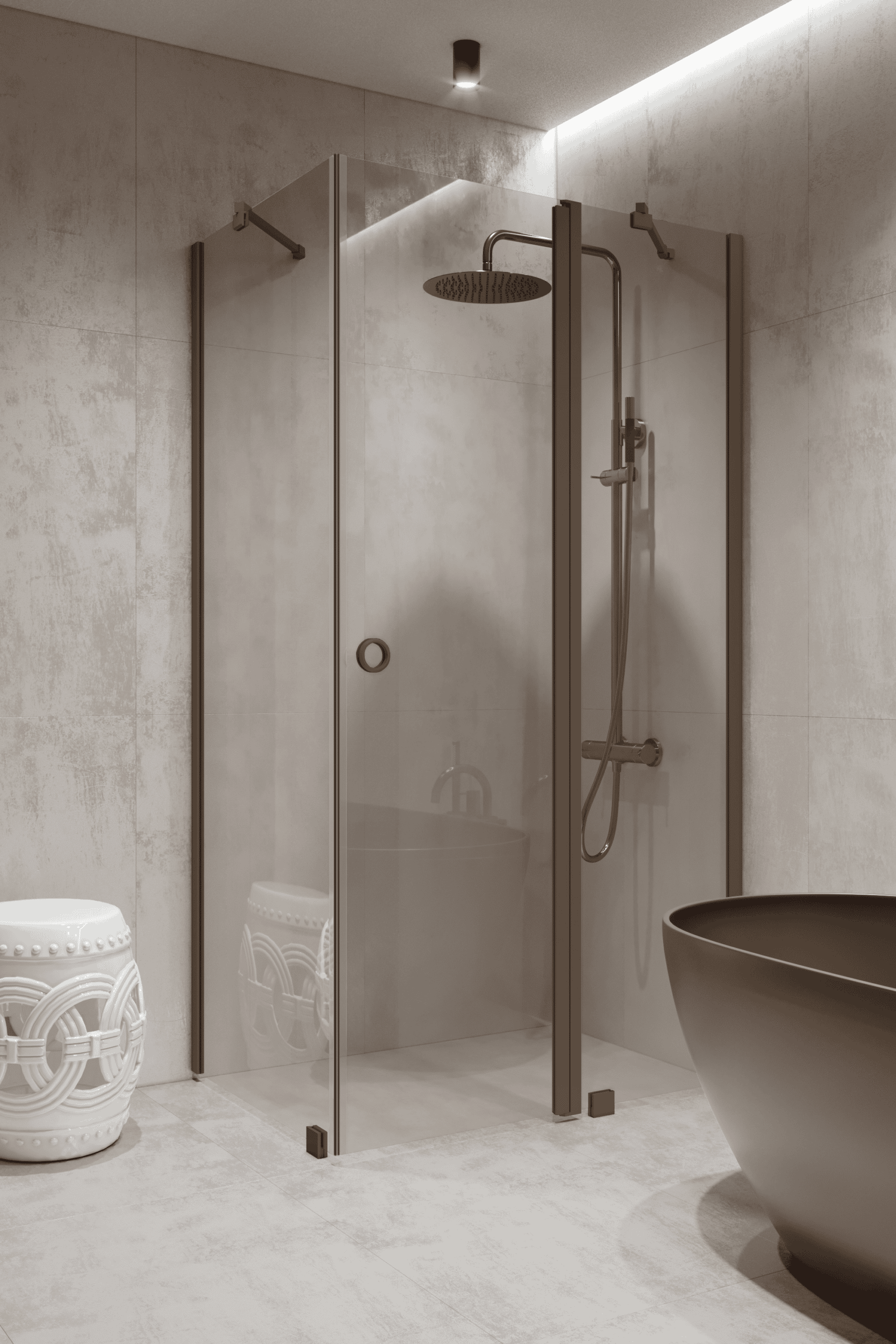 Shower enclosure Hietakari Forma 370, fixed wall + hinged door with fixed part – 8