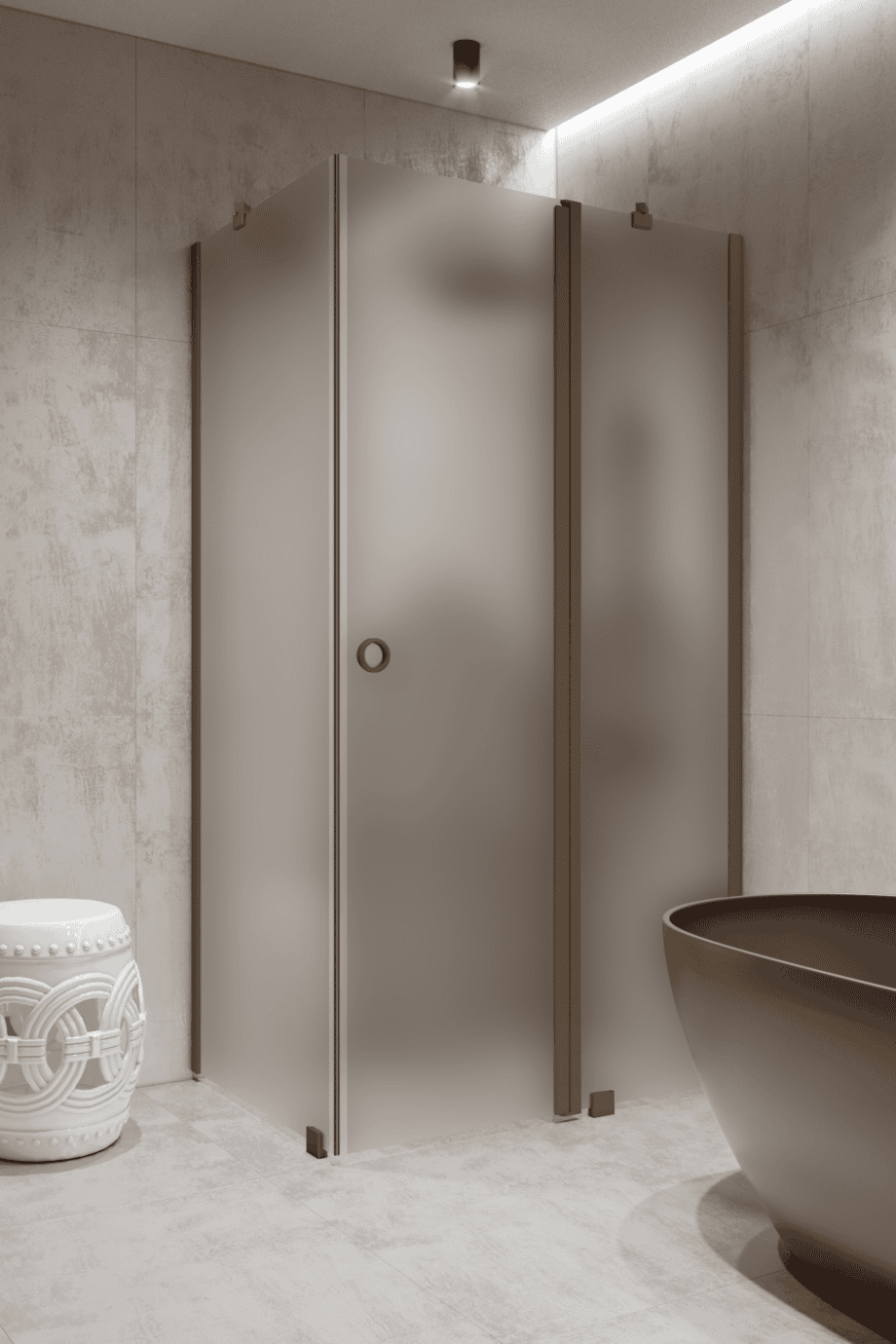 Shower enclosure Hietakari Forma 370, Mocha frame, satin frosted glass Shower enclosure Hietakari Forma 370, Mocha frame, satin frosted glass