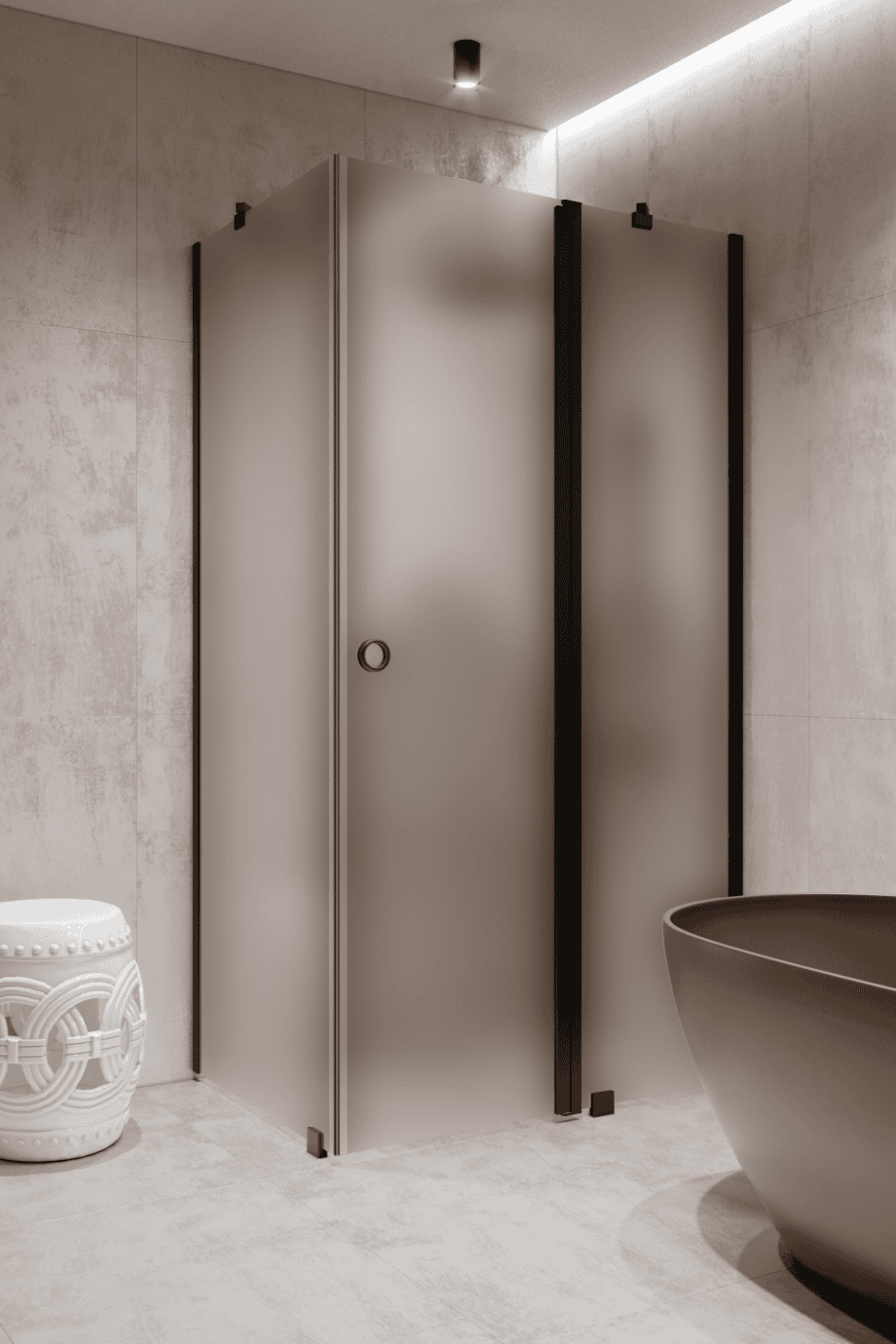 Shower enclosure Hietakari Forma 370, black frame, satin frosted glass Shower enclosure Hietakari Forma 370, black frame, satin frosted glass