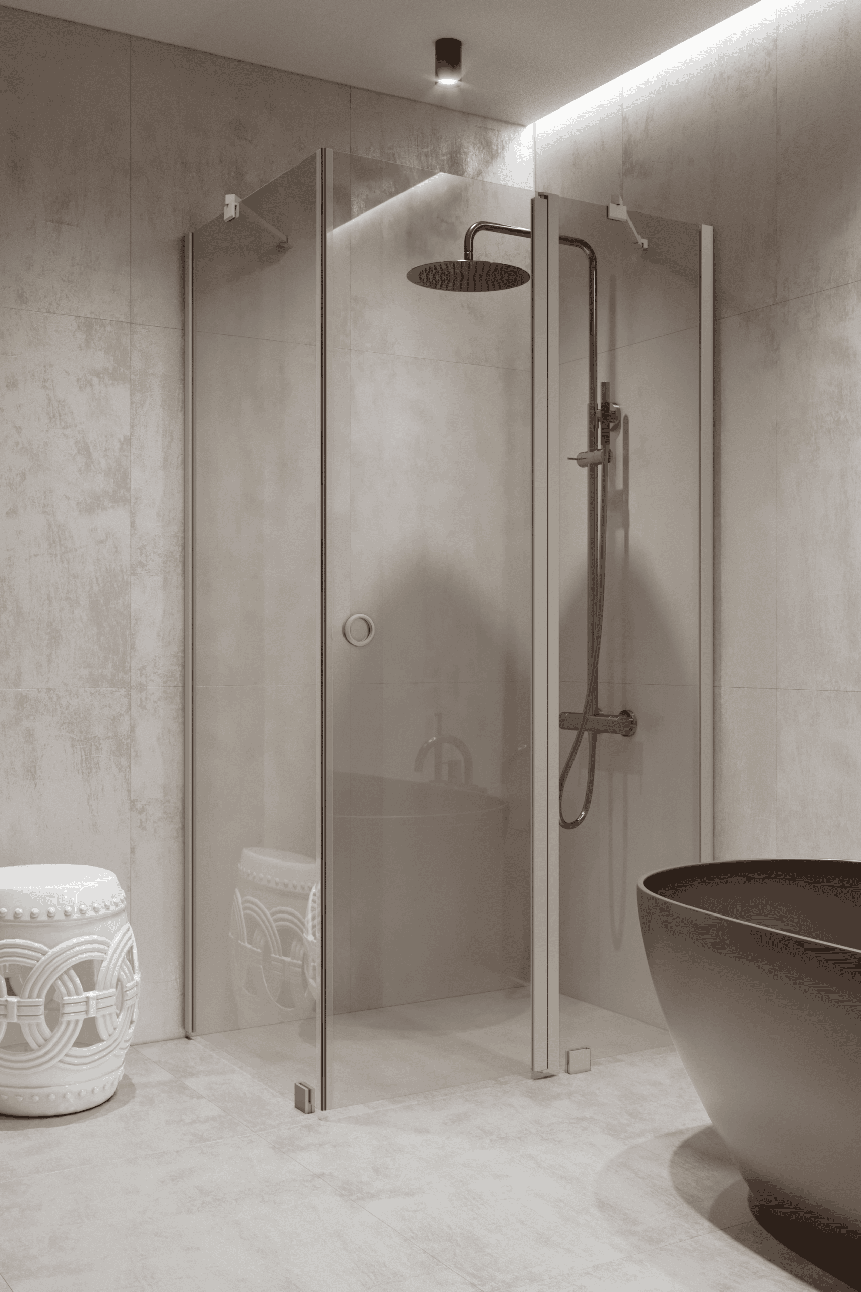 Shower enclosure Hietakari Forma 370, fixed wall + hinged door with fixed part – 7