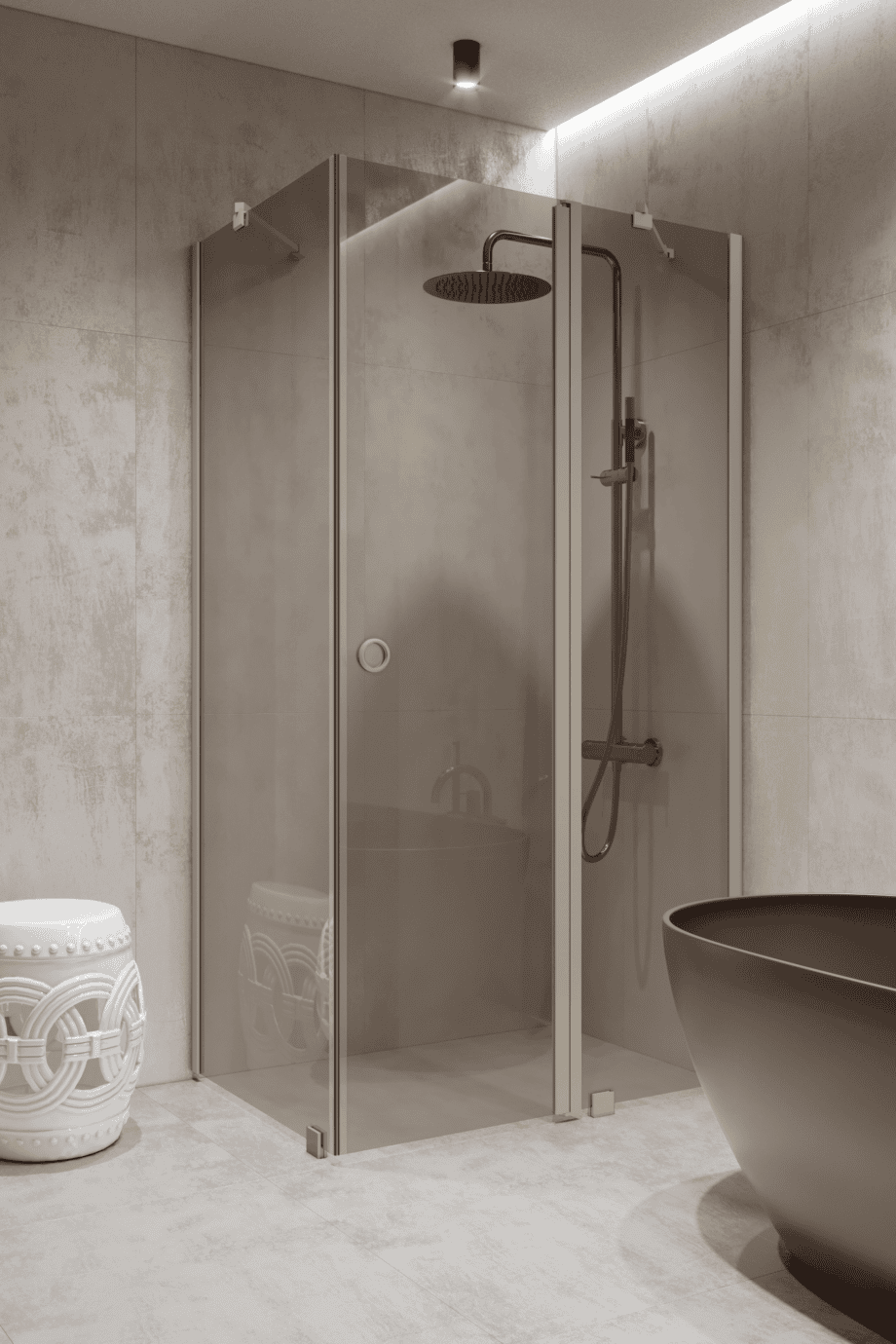 Shower enclosure Hietakari Forma 370, Sand frame, bronze tinted glass Shower enclosure Hietakari Forma 370, Sand frame, bronze tinted glass