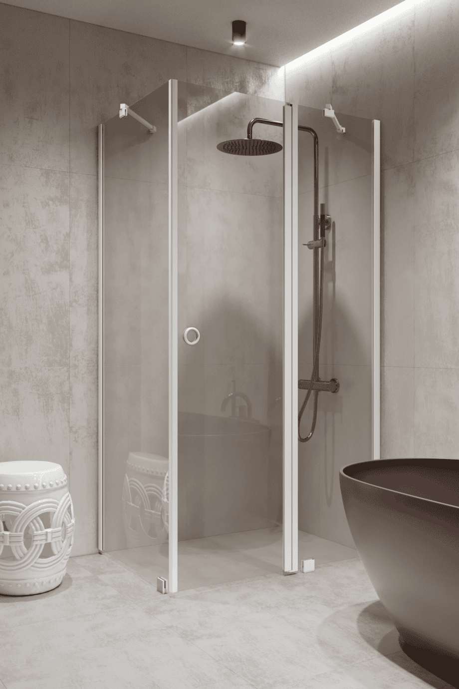 Shower enclosure Hietakari Forma 370, fixed wall + hinged door with fixed part Shower enclosure Hietakari Forma 370, fixed wall + hinged door with fixed part