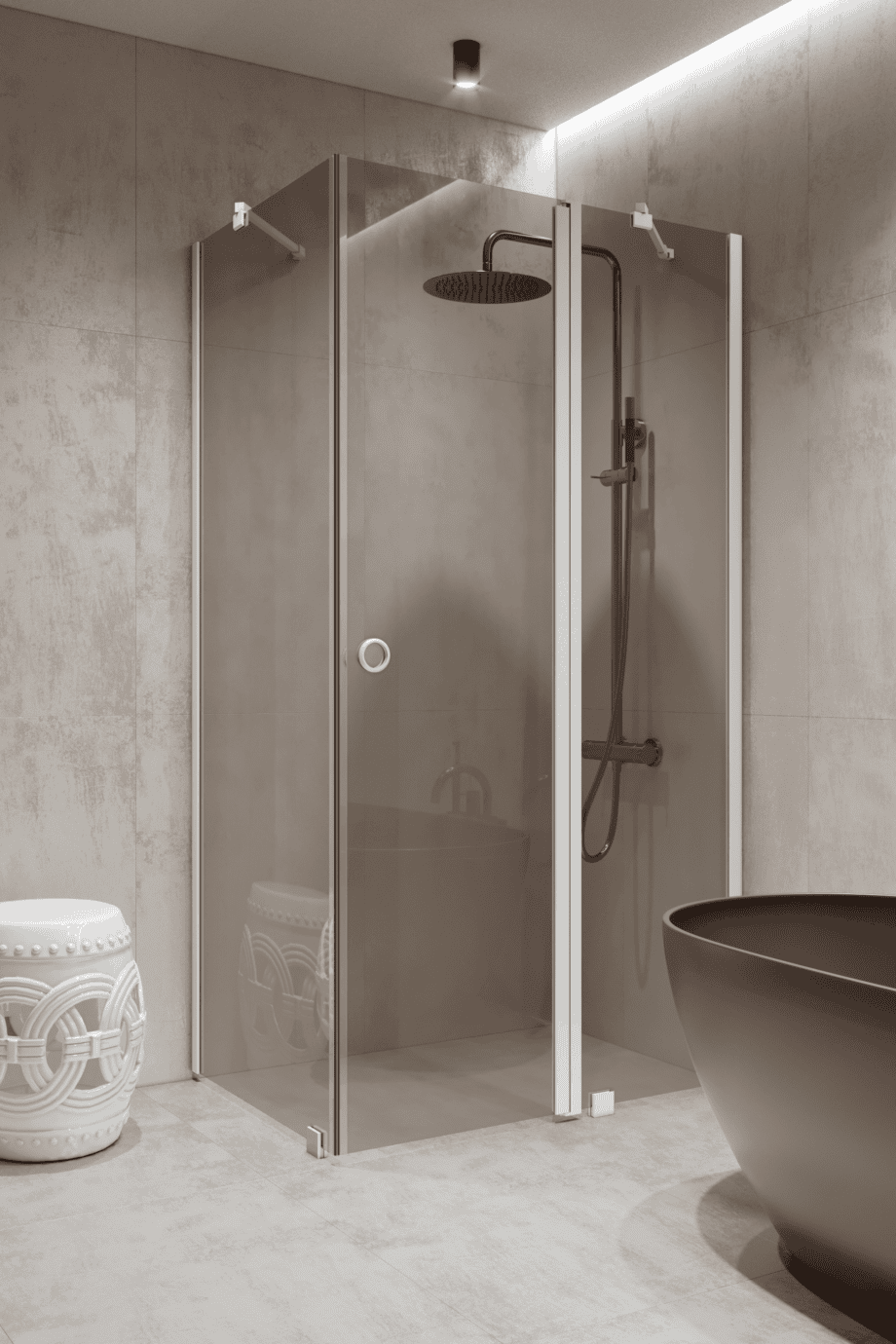 Shower enclosure Hietakari Forma 370, white frame, bronze tinted glass Shower enclosure Hietakari Forma 370, white frame, bronze tinted glass