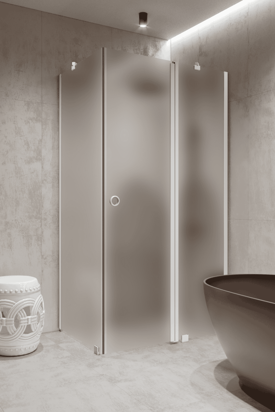 Shower enclosure Hietakari Forma 370, white frame, satin frosted glass Shower enclosure Hietakari Forma 370, white frame, satin frosted glass