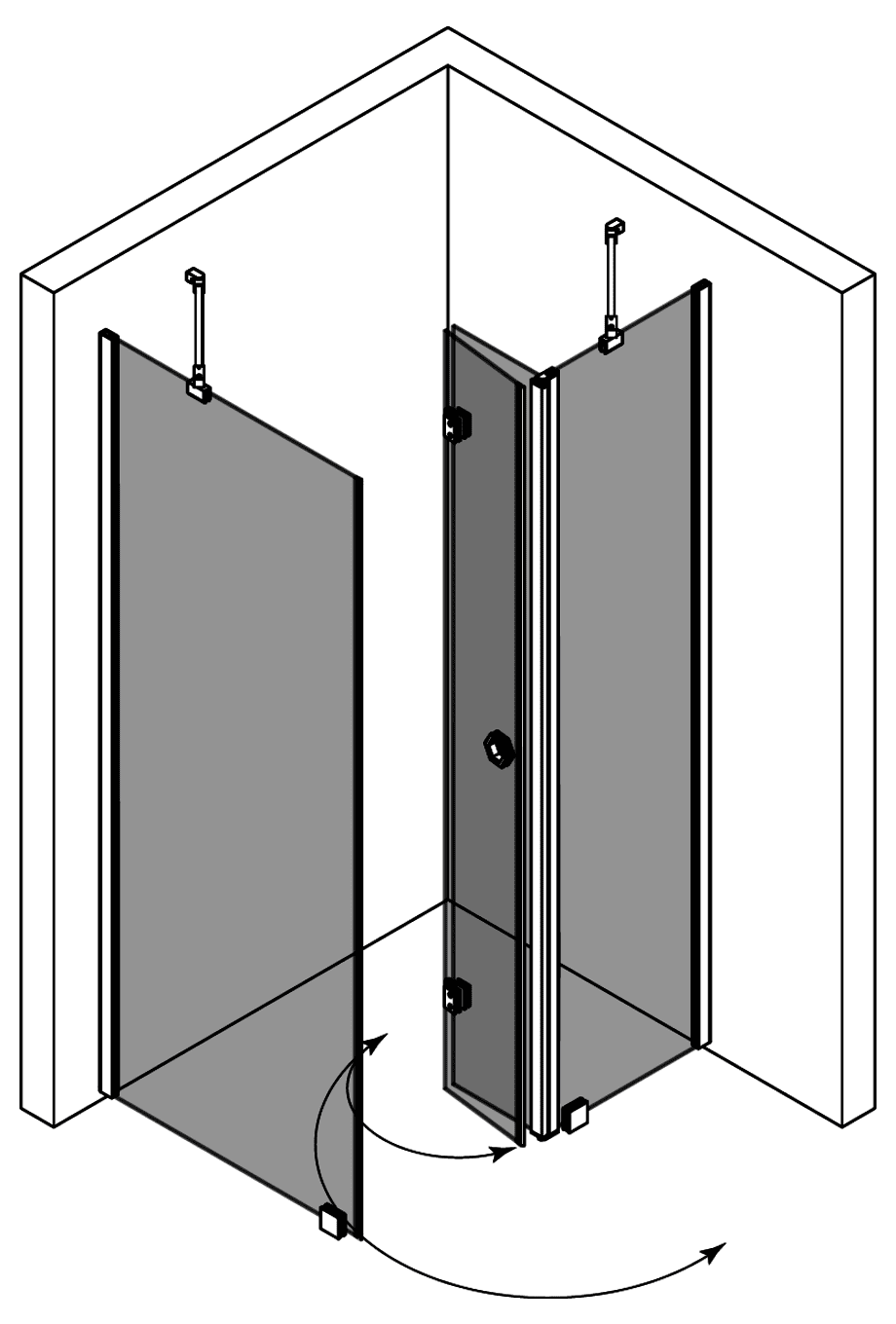 Shower enclosure Hietakari Forma 371, fixed wall + folding door with fixed part – 4