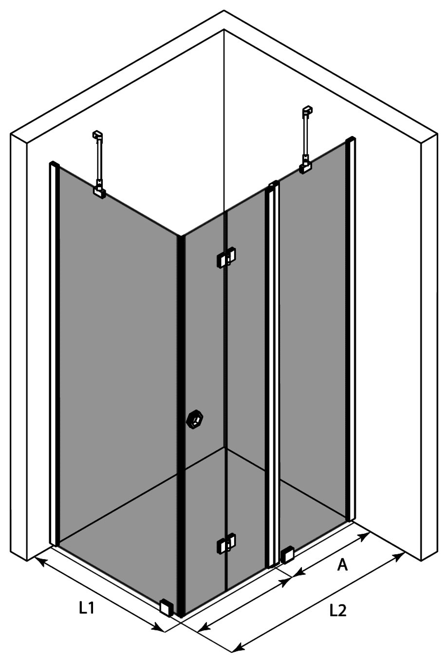 Shower enclosure Hietakari Forma 371, fixed wall + folding door with fixed part – 3
