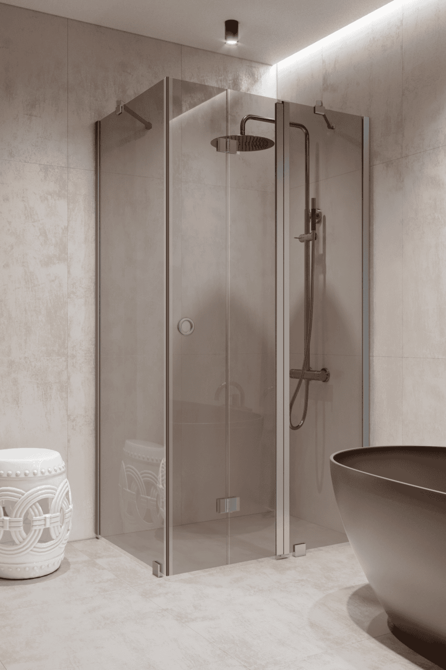 Shower enclosure Hietakari Forma 371, aluminium frame, grey tinted glass Shower enclosure Hietakari Forma 371, aluminium frame, grey tinted glass