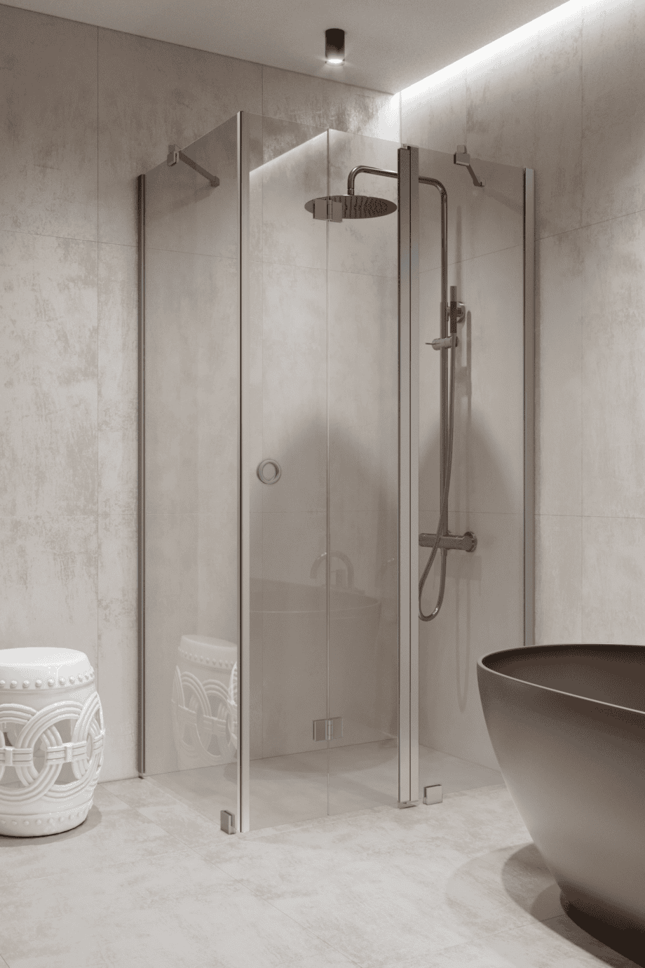 Shower enclosure Hietakari Forma 371, fixed wall + folding door with fixed part – view 5 Shower enclosure Hietakari Forma 371, fixed wall + folding door with fixed part – 5