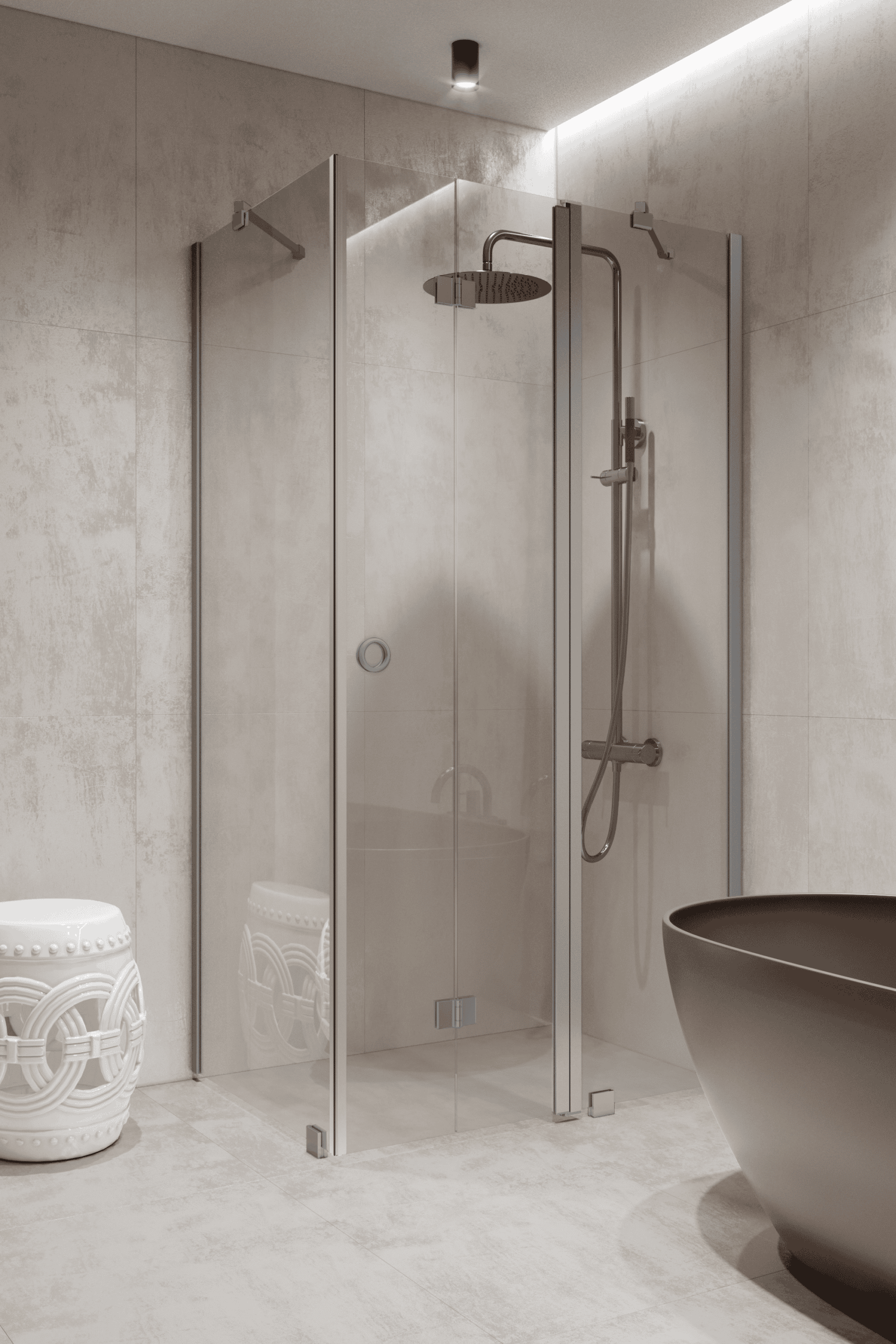 Shower enclosure Hietakari Forma 371, fixed wall + folding door with fixed part – 5