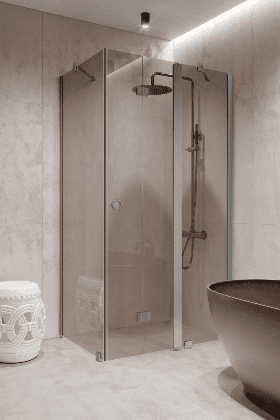 Shower enclosure Hietakari Forma 371, aluminium frame, bronze tinted glass Shower enclosure Hietakari Forma 371, aluminium frame, bronze tinted glass